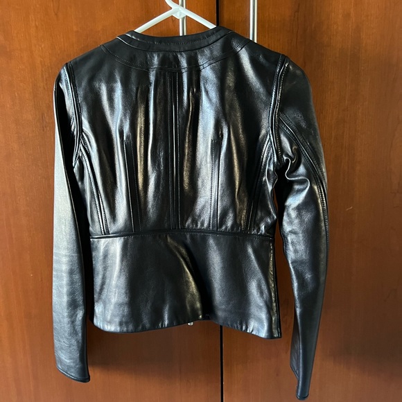 NWT Diane von Furstenberg Maya Black Leather Jacket size 2 - Picture 6 of 12